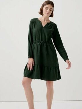 Pact Mountain View Cafe Crepe Tiered Dress